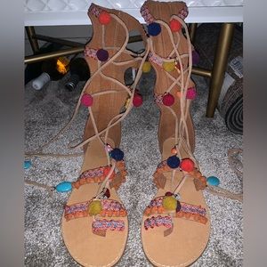 NEW MIA Reanna Leather Lace Up Gladiator Sandal